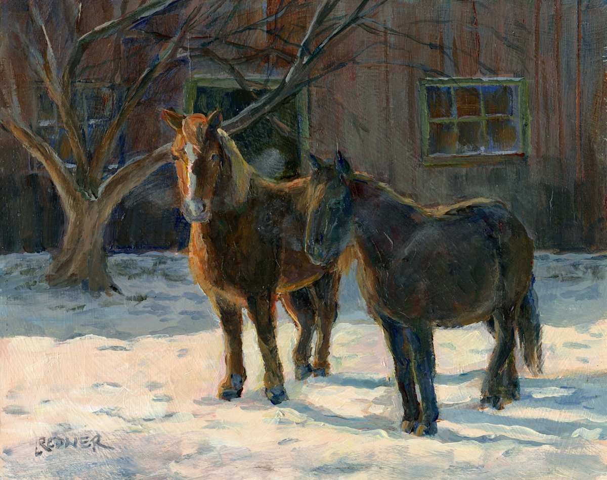 Ponies on a Winter Day by Lynette Redner 