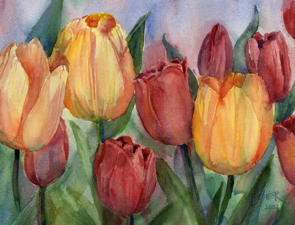 REPRODUCTION: Spring Tulips by Lynette Redner 