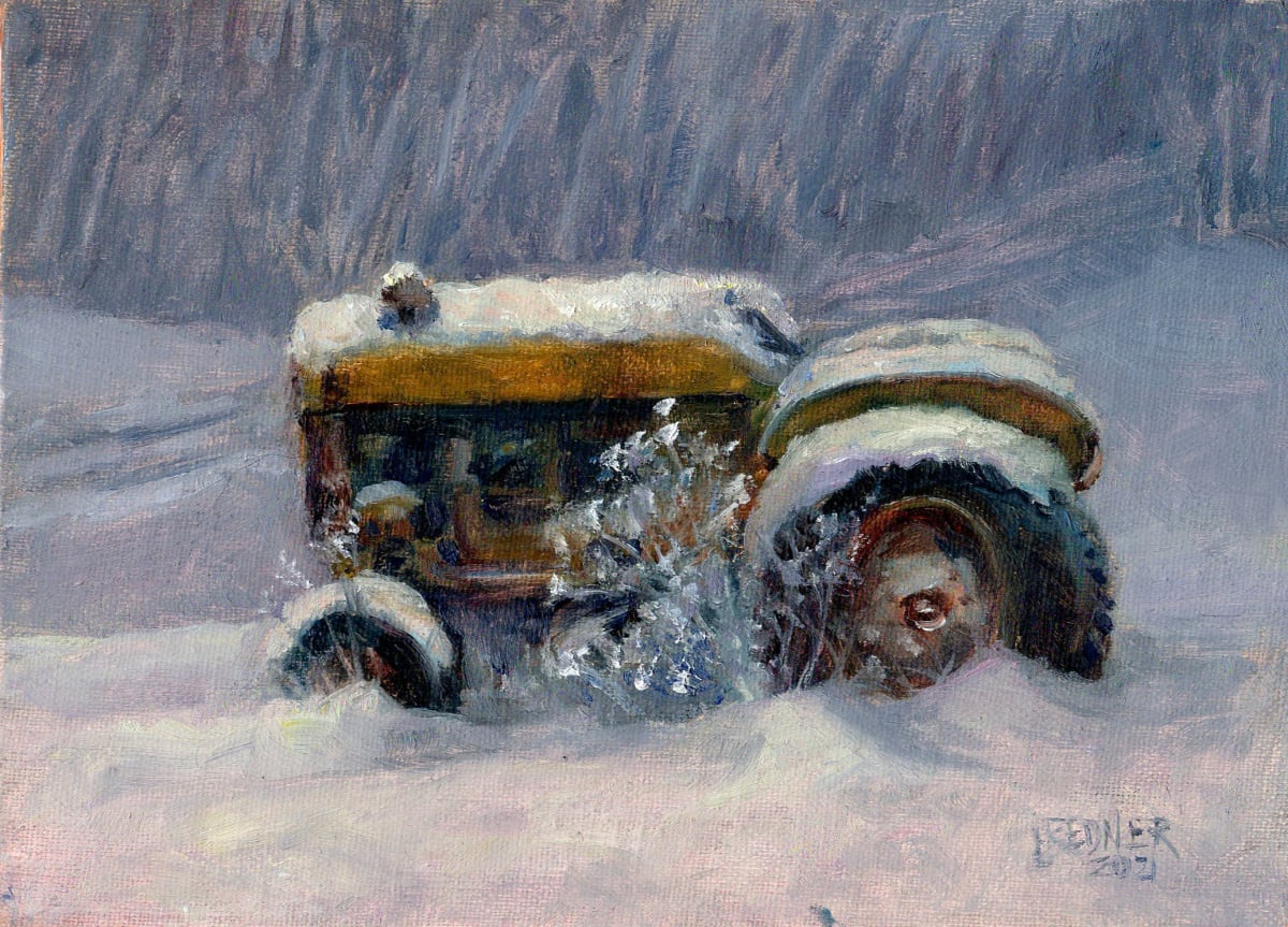 Tractor in the Snow by Lynette Redner 