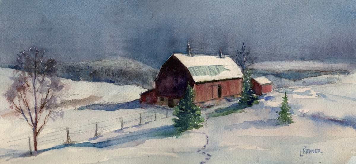 Winter Farm in the Valley by Lynette Redner 