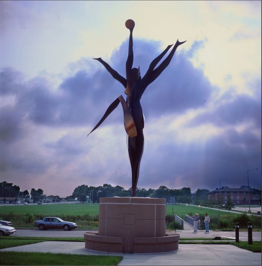 Athleta by John Raimondi  Image: photo from when the sculpture was installed in 1990.