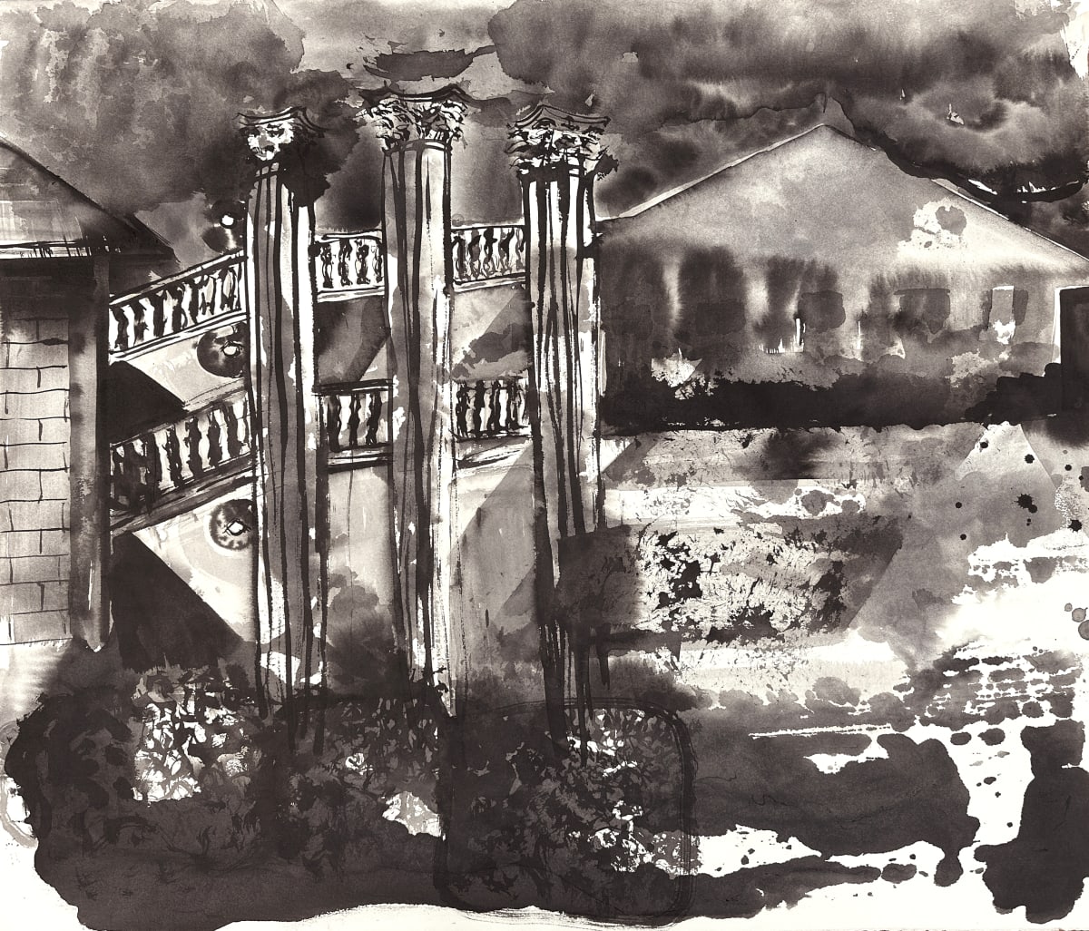 Landscape Sketch, Campus Night (Athens, Georgia) by Vivian Liddell 