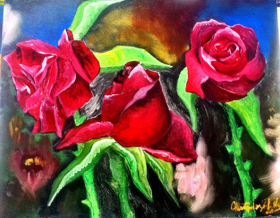 3 Red Roses by Christopher John Hoppe 