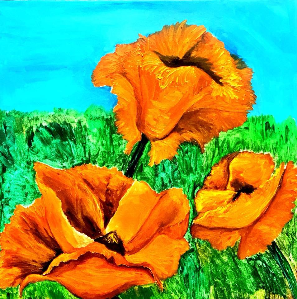 3 Orange Flowers by Christopher Hoppe 
