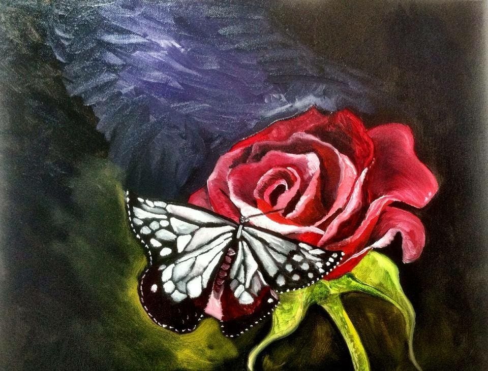 Red Rose with Wings of Nature by Christopher Hoppe 