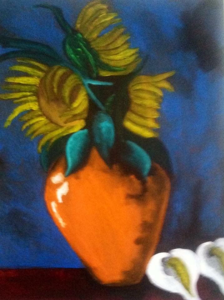 Sunflower in Orange Vase by Christopher Hoppe, Image 1.