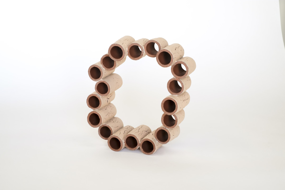 Terra Cotta Tubes with Cracked Slip by BEN MEDANSKY 