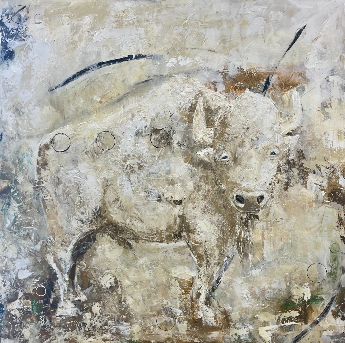 Ghost Buffalo by Janetta Smith  Image: Mixed Media Fun Figurative painting