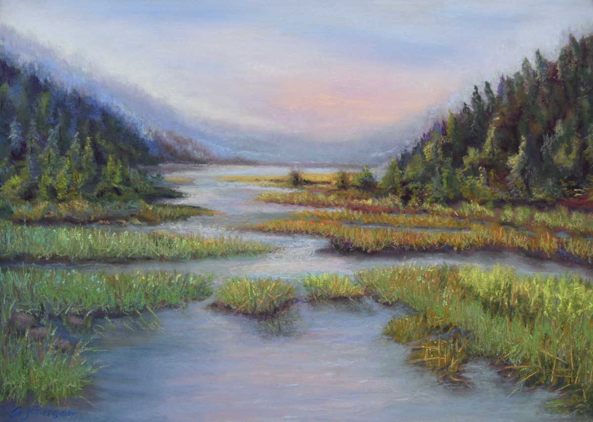 Sunrise on the Priest River by Susan  Frances Johnson 