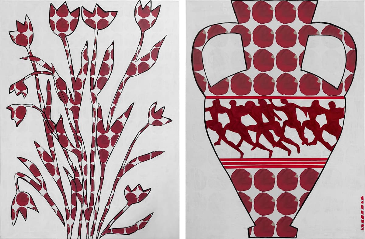 Bouquet + Amphora Vase Red_h by Tina Psoinos 