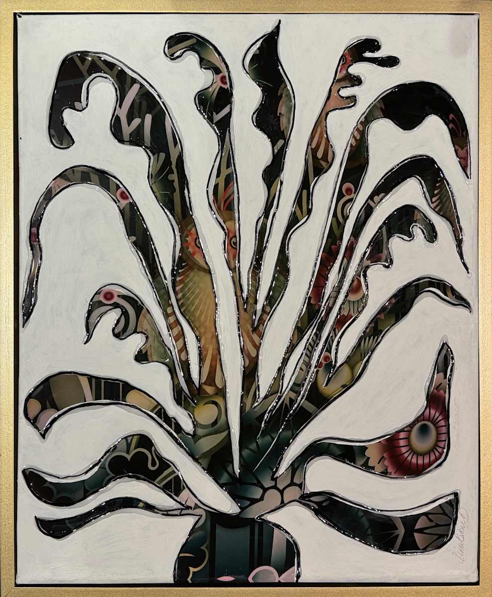 Floral Green Light Sculpture by Tina Psoinos 