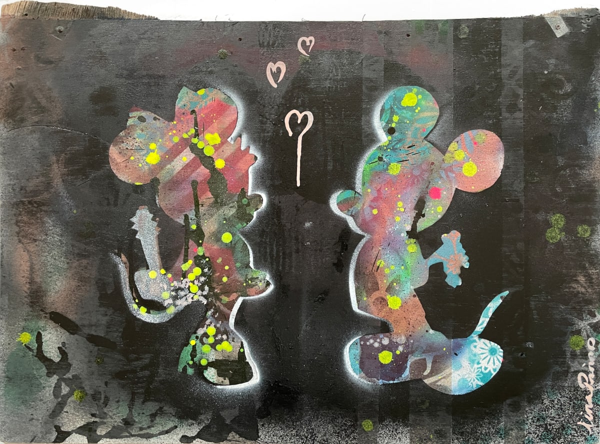 Mickey Meets Minnie_on plywood by Tina Psoinos, Image 2.