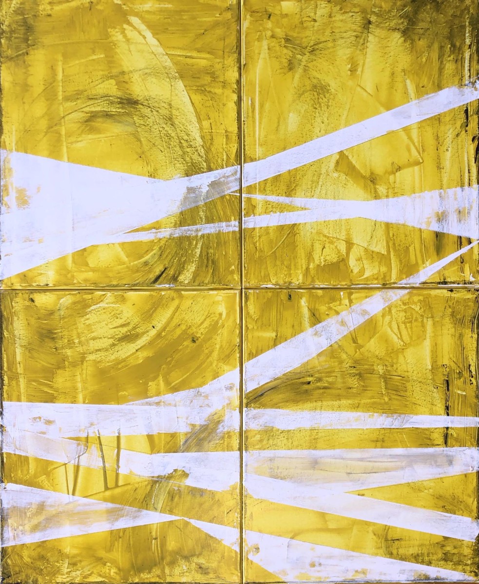 Geometric White on Yellow by Tina Psoinos 