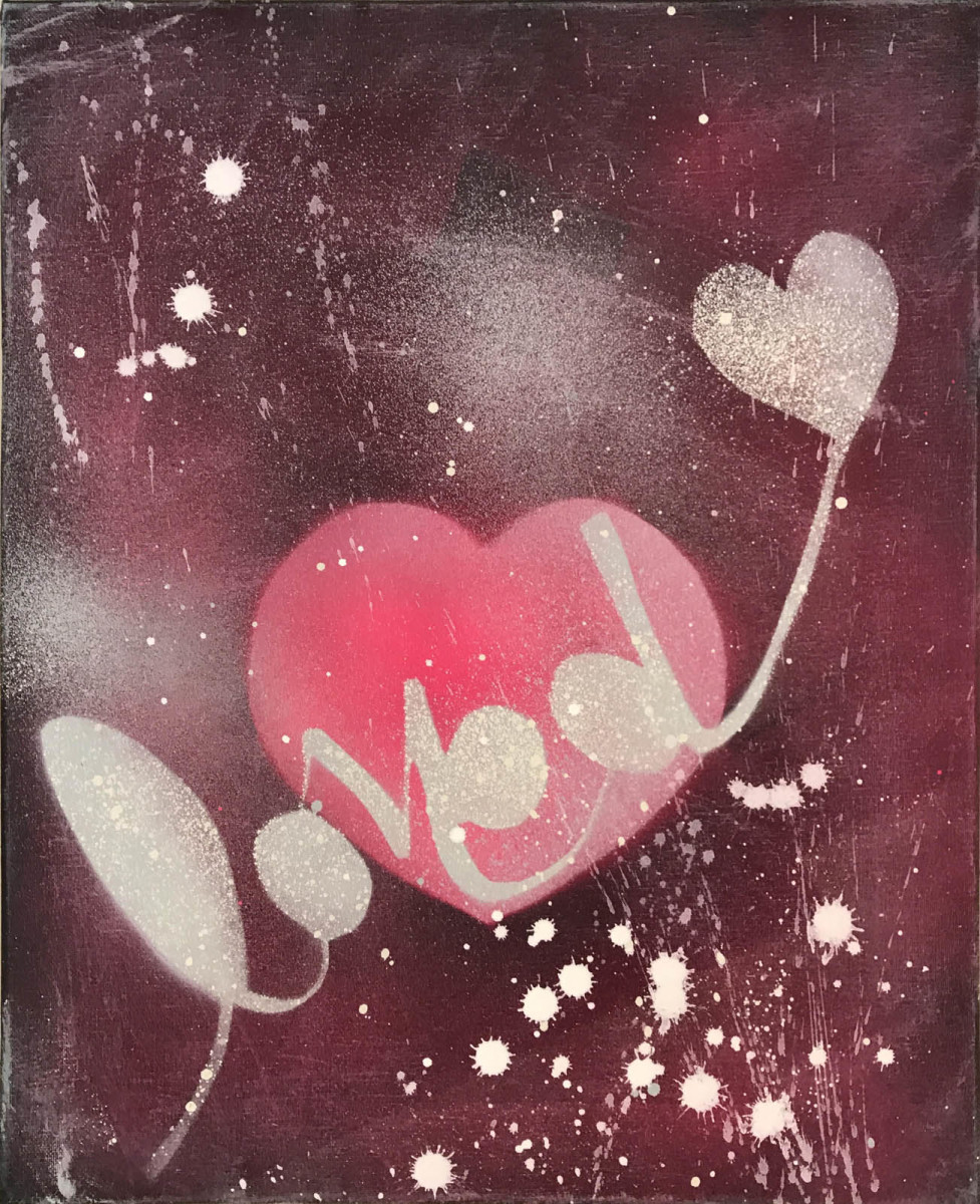 Loved Pink on Black by Tina Psoinos 