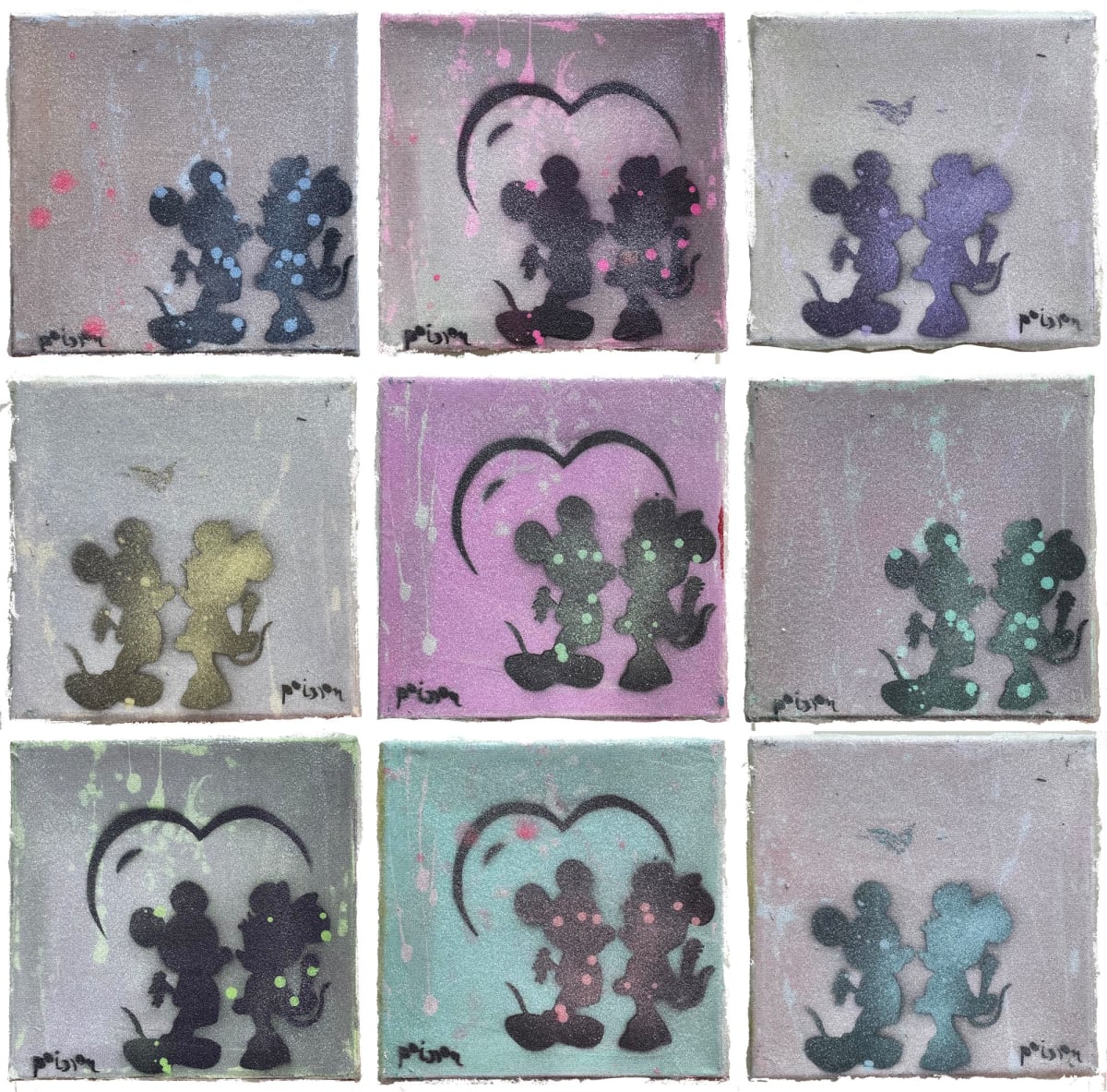 Mickey meets Minnie_ beads minis by Tina Psoinos  Image: Mickey meets Minnie (beads) set of 9