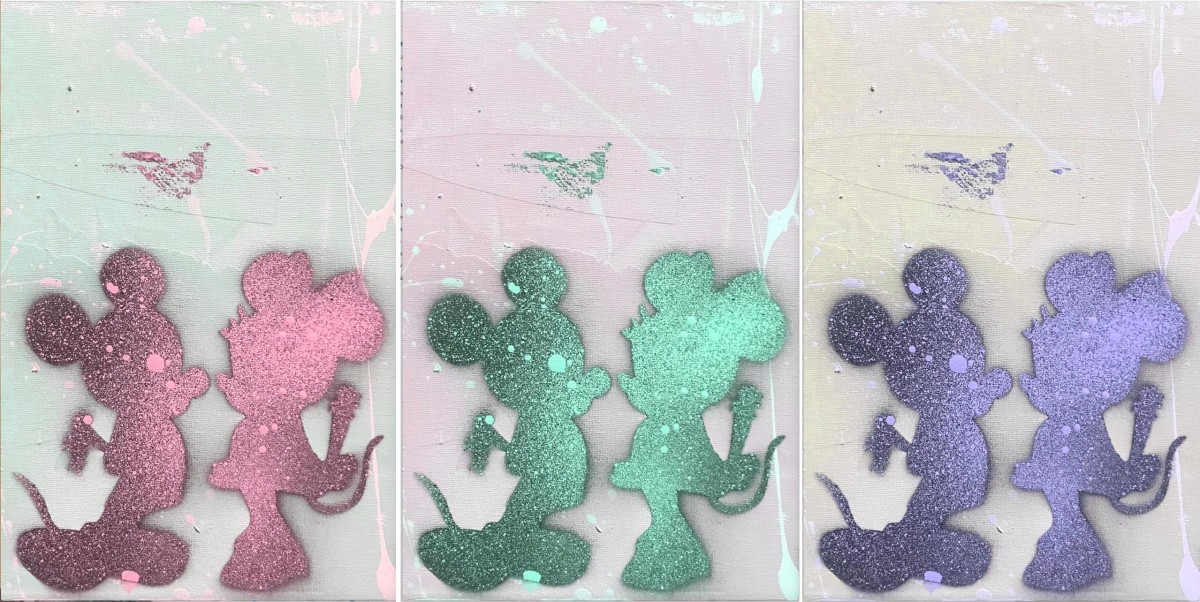 Mickey meets Minnie set of Pink, Green, Purple ULE of 6 by Tina Psoinos 