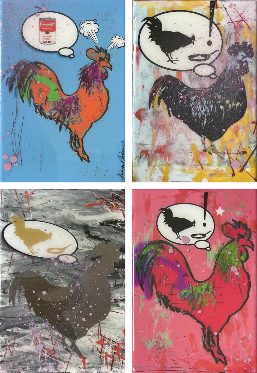 Rooster Dreams of Warhol + Banksy by Tina Psoinos  Image: Rooster Dreams of Warhol + Banksy