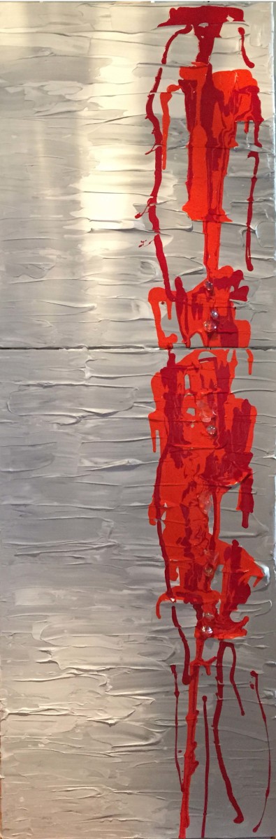 Water Reflection Red on Gray by Tina Psoinos 