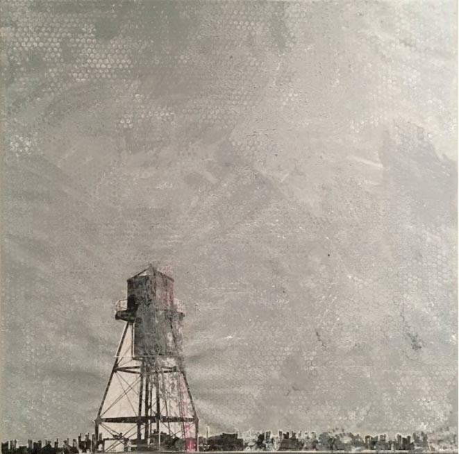 Water Tower on Gray by Tina Psoinos 