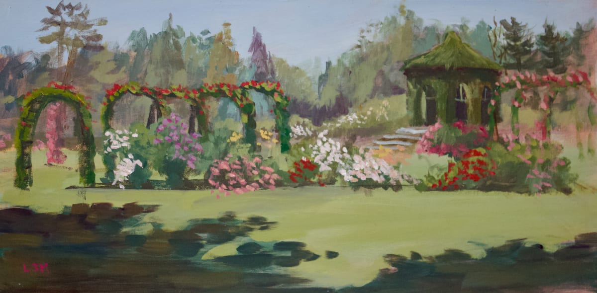 Symphony of Roses, Elizabeth Park, Hartford, CT by Linda S. Marino  Image: Symphony of Roses, Elizabeth Park, Hartford, CT, acrylic painting, 10 x 20" painted on location