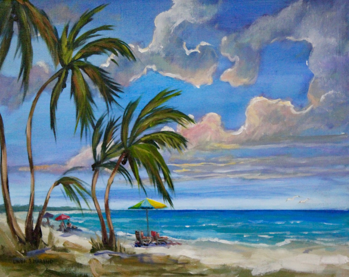 Breezy Beach No. 2 Colorful Umbrellas by Linda S. Marino 