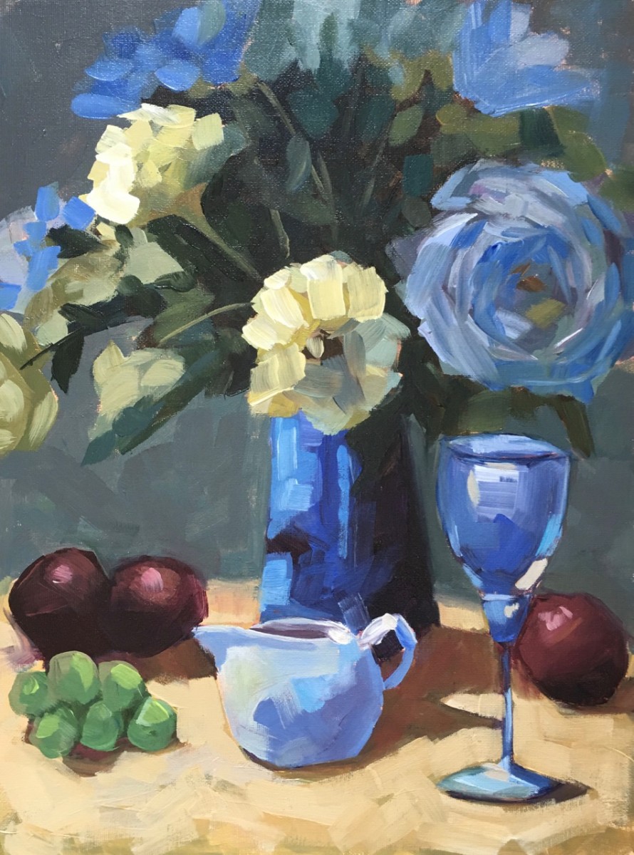 Blue Wine Glass by Linda S. Marino 