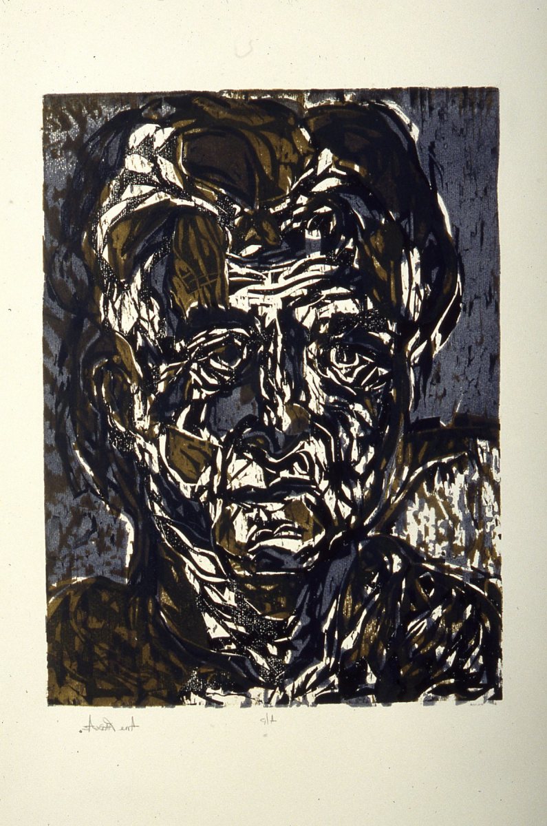 Luis Camnitzer summer 1997 while in residence at Studio Camnitzer Summer I learned how to woodcut! by Anne Labovitz 