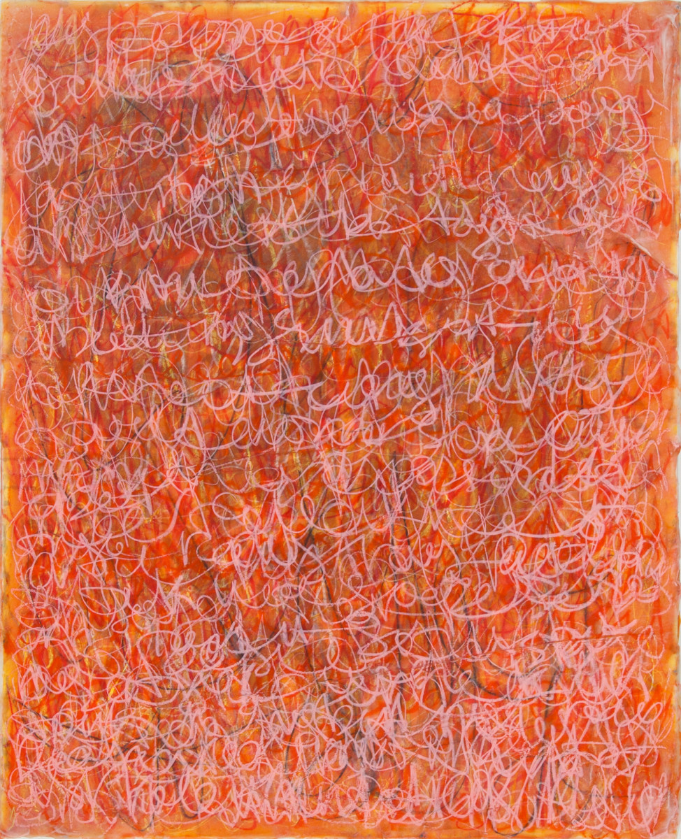 Orange Letter Painting by Anne Labovitz 