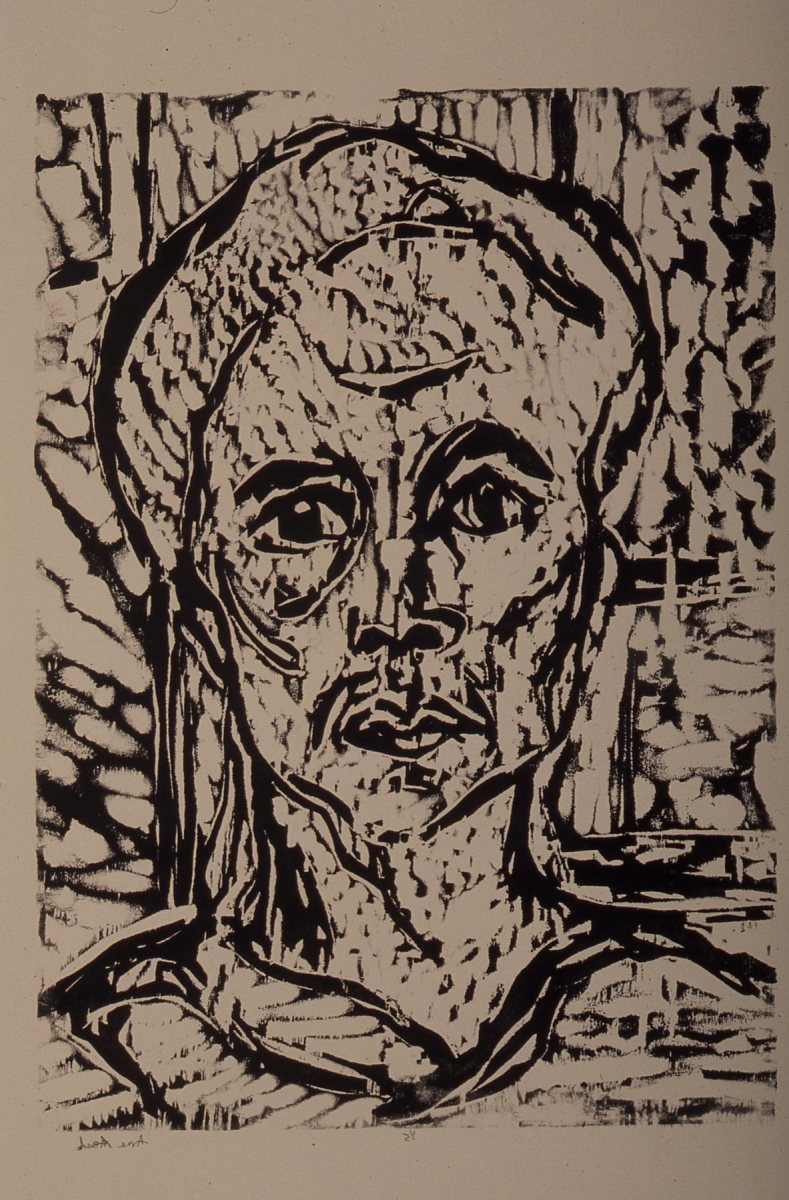 Untitled Wood Block Print II, Self portrait by Anne Labovitz 