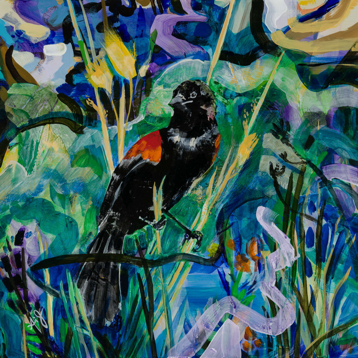 R.W.B (Red-winged Blackbird) by Anna Iris Graham 