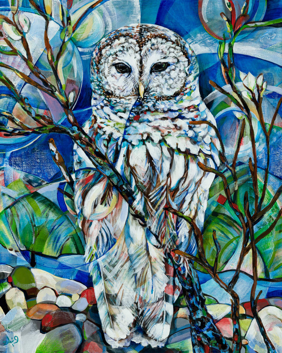 No sunrise finds us where the sunset left us (Barred owl) by Anna Iris Graham 