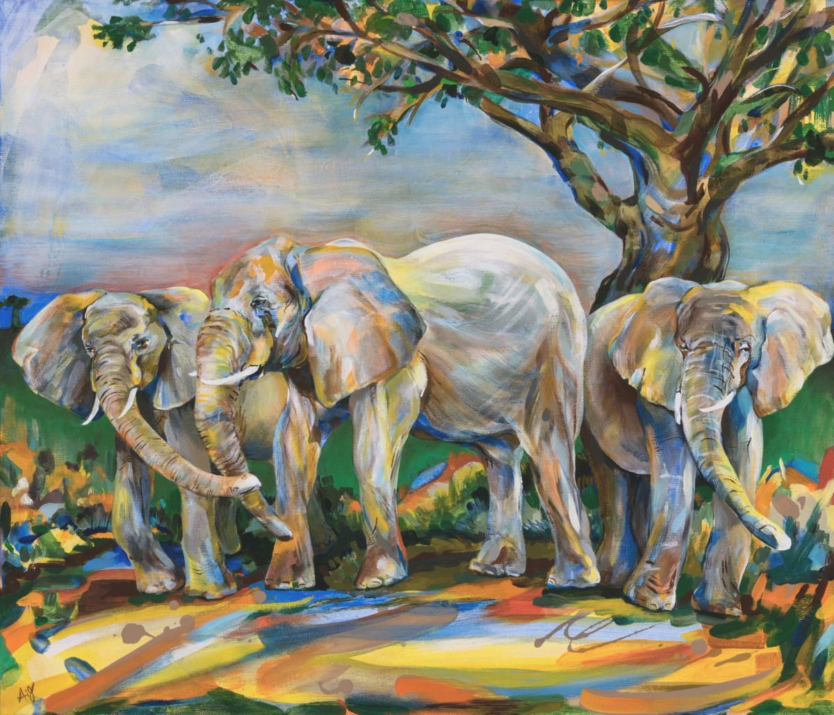 Under the Tree (Elephants) by Anna Iris Graham 