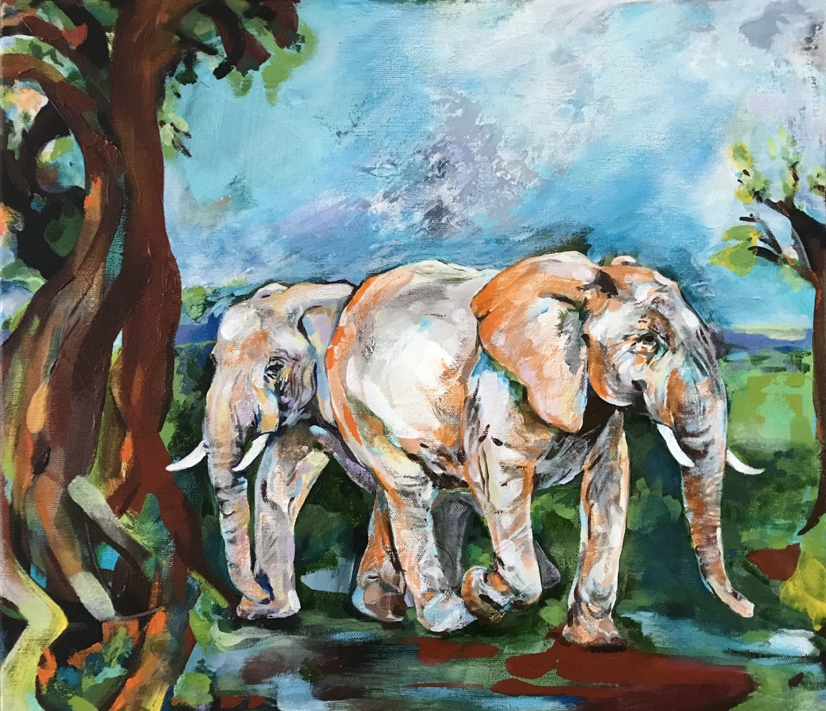 Two Elephants by Anna Iris Graham 