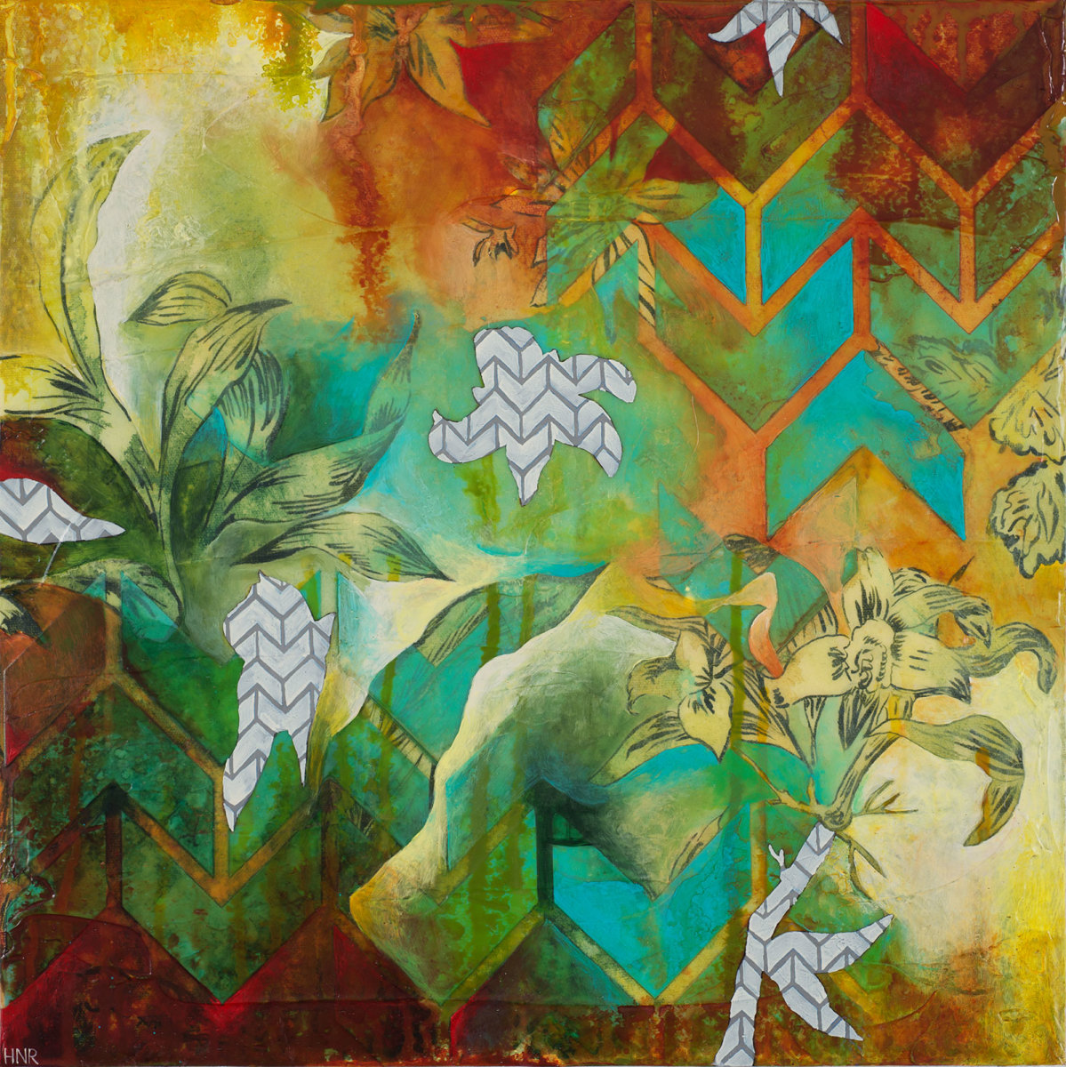 Chevrons Floral 1 by Heather Robinson 