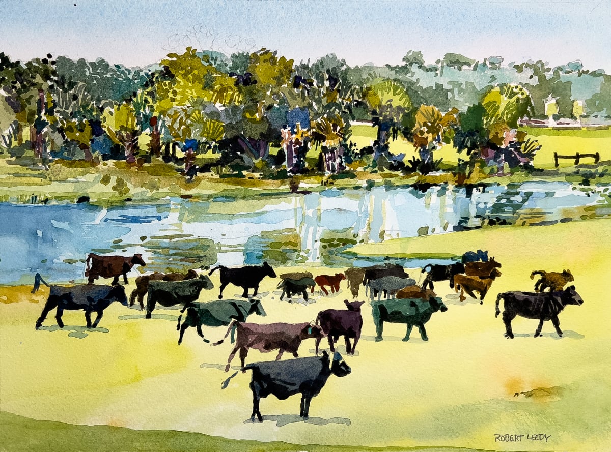 "The Green, Green Grass of Home" by Robert H. Leedy  Image: watercolor on paper by Robert Leedy