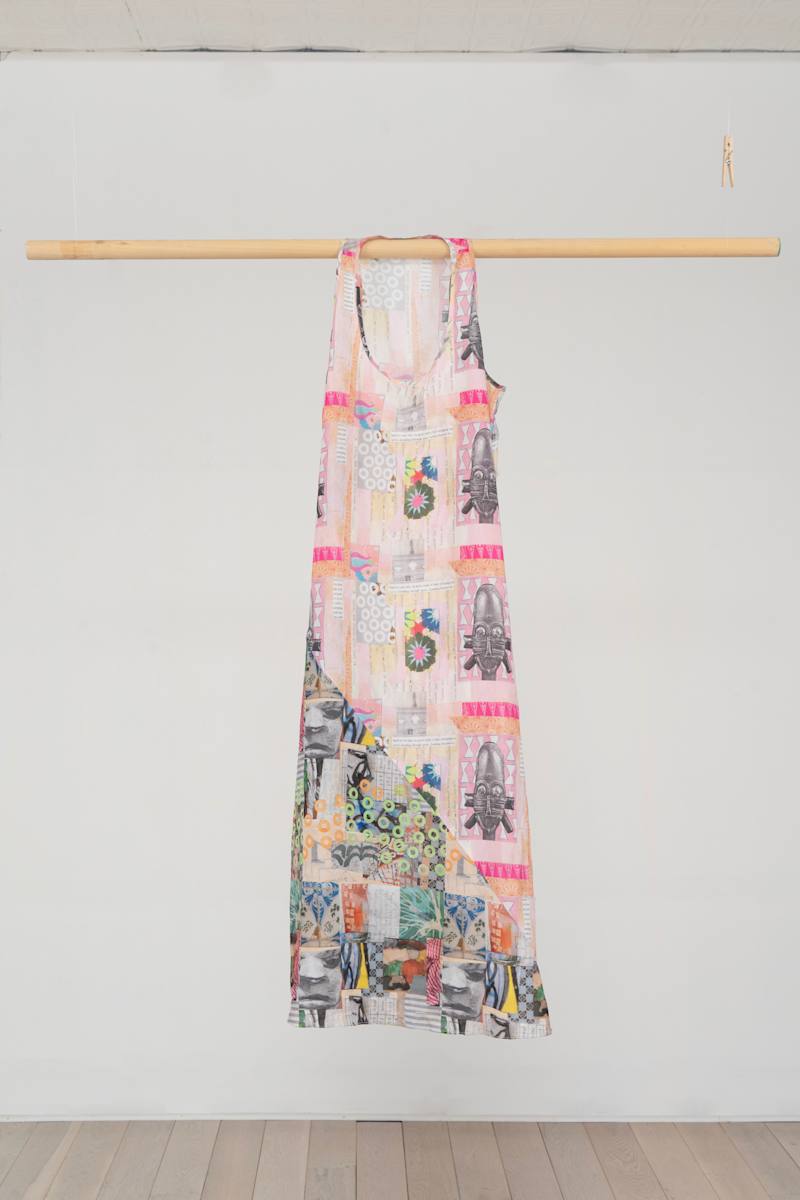 Maxi-dress (Pink Faces / Circles) by Hollie Heller, Image 1.