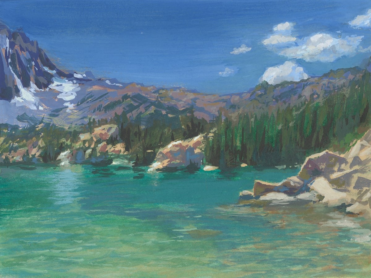 Big Pine Lakes #2 by Jessica Falcone  Image: ©Jessica Falcone, "Big Pine Lakes #2", Watercolor & Gouache, 5" X 6.5"