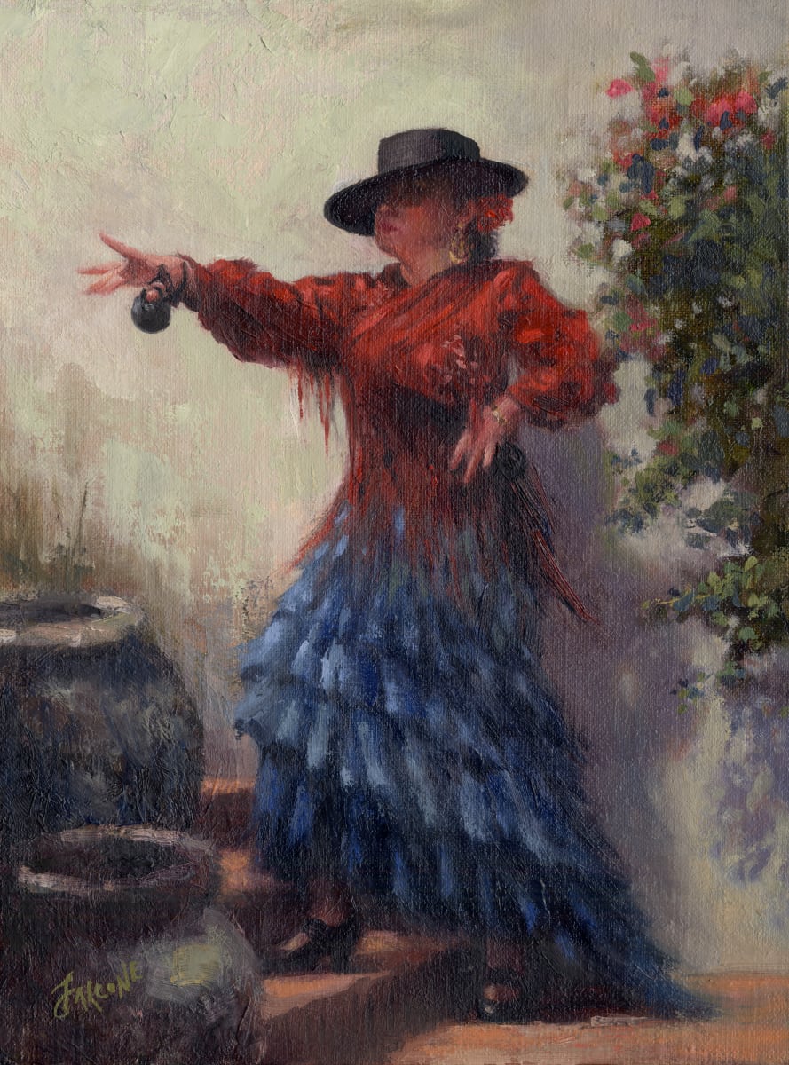 Flamenco Dancer by Jessica Falcone  Image: ©Jessica Falcone, "Flamenco Dancer", Oil on Canvas, 12" X 9"