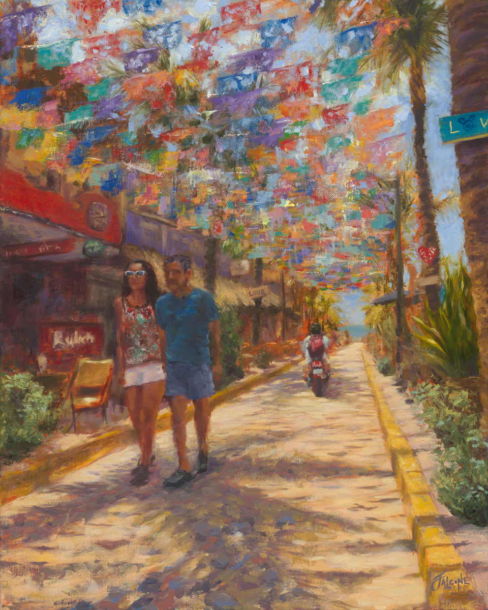 Calle de Amor ~ Sayulita, Mexico by Jessica Falcone  Image: Lovers strolling down the colorful Calle de Amor in Sayulita