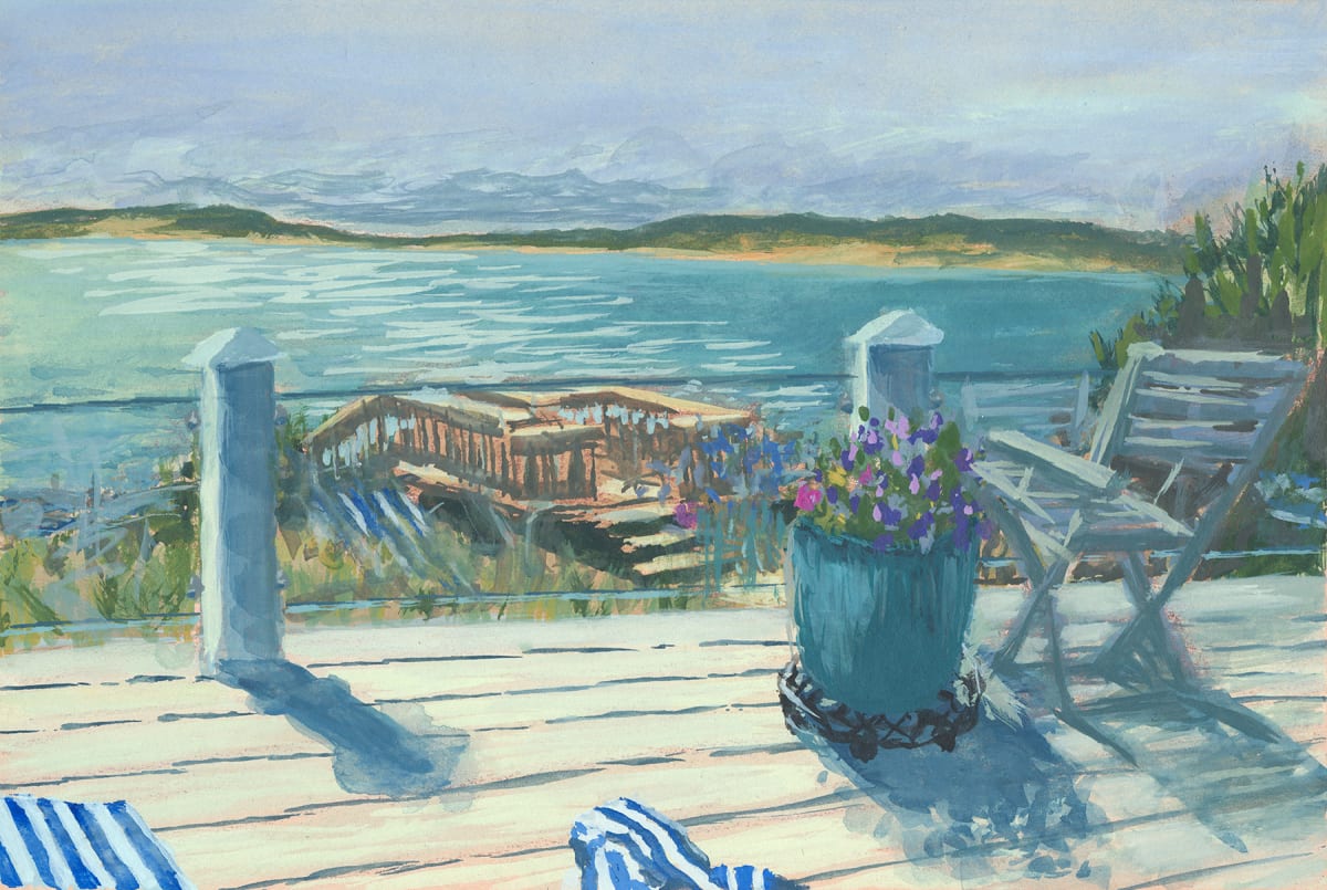 Cape Cod Bliss by Jessica Falcone  Image: ©Jessica Falcone, "Cape Cod Bliss", Watercolor & Gouache, 5" X 7.5"