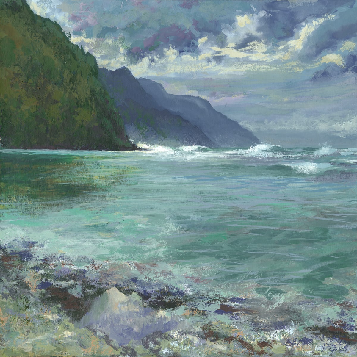 Stormy Reflections by Jessica Falcone  Image: ©Jessica Falcone, "Stormy Reflections", Watercolor & Gouache, 7" X 7"