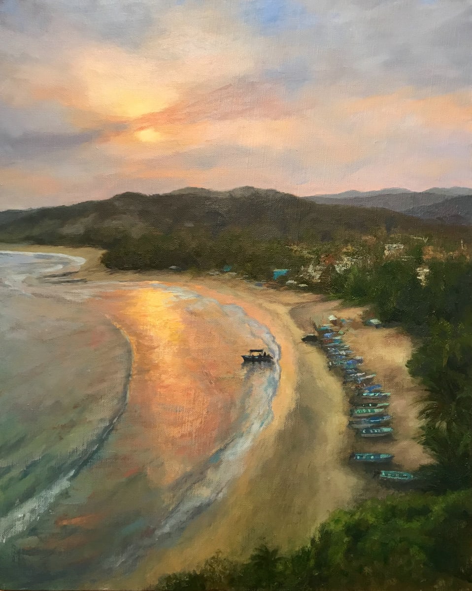 Sun Salutations ~ Sayulita, Mexico by Jessica Falcone  Image: Sunrise over the Sayulita Beach as the fishermen head out into the bay
