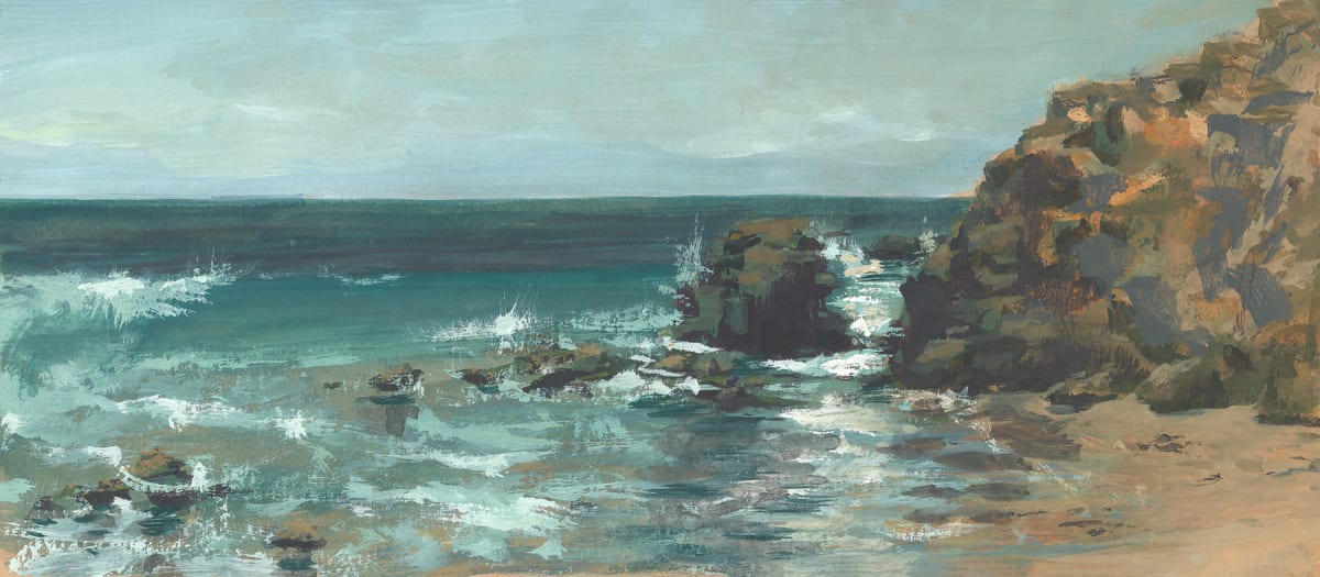 Lazy Summer at Leo Carrillo Beach by Jessica Falcone  Image: ©Jessica Falcone, "Lazy Summer", Watercolor & Gouache, 3.5" X 8"