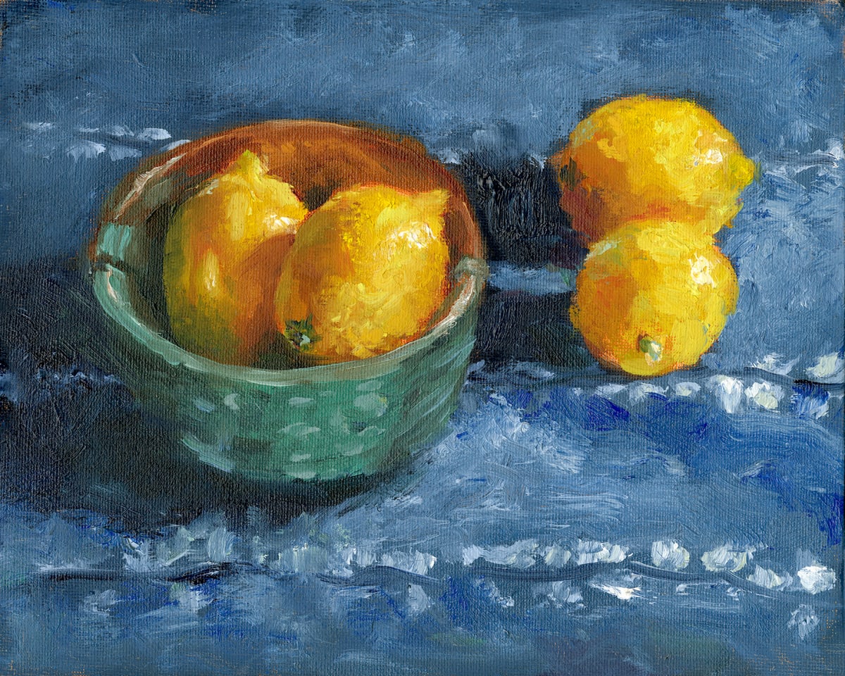 Lemons by Jessica Falcone  Image: ©Jessica Falcone, "Lemons", Oil on Canvas, 8" X 10"