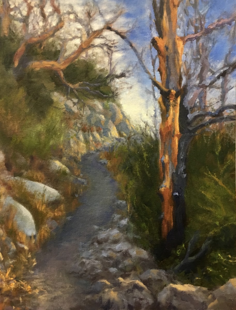 Pathway of Resilience~Mount Lowe, CA by Jessica Falcone  Image: ©Jessica Falcone, "Pathway of Resilience", Oil on Canvas, 18" X 14"