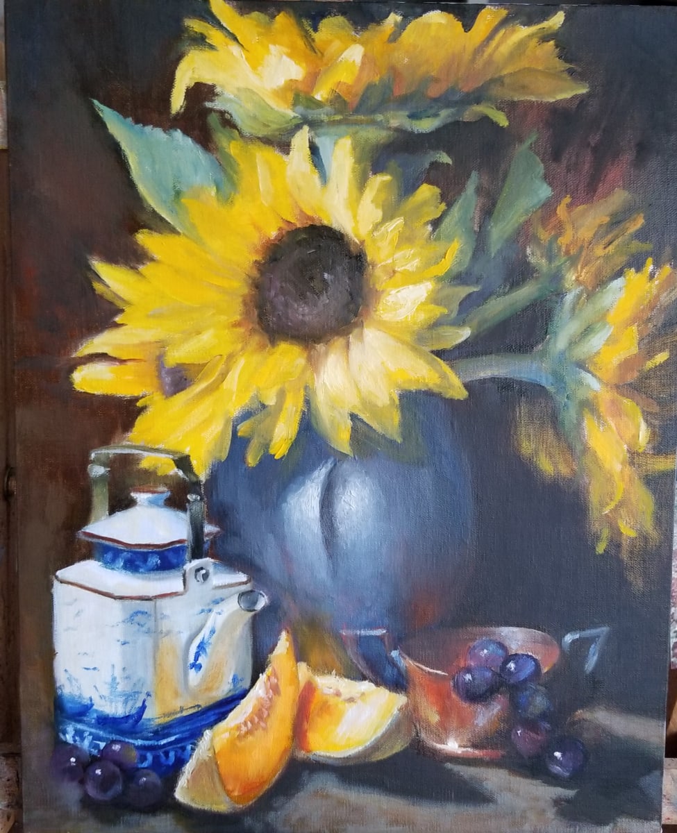 Sunflowers and Cantelope by Donna Pate 