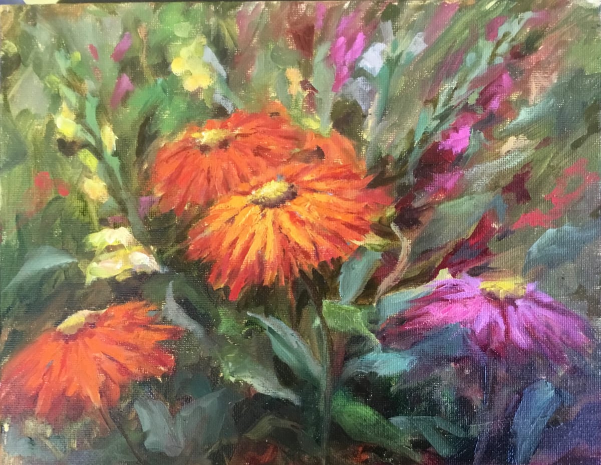 Zinnias by Lina Ferrara 
