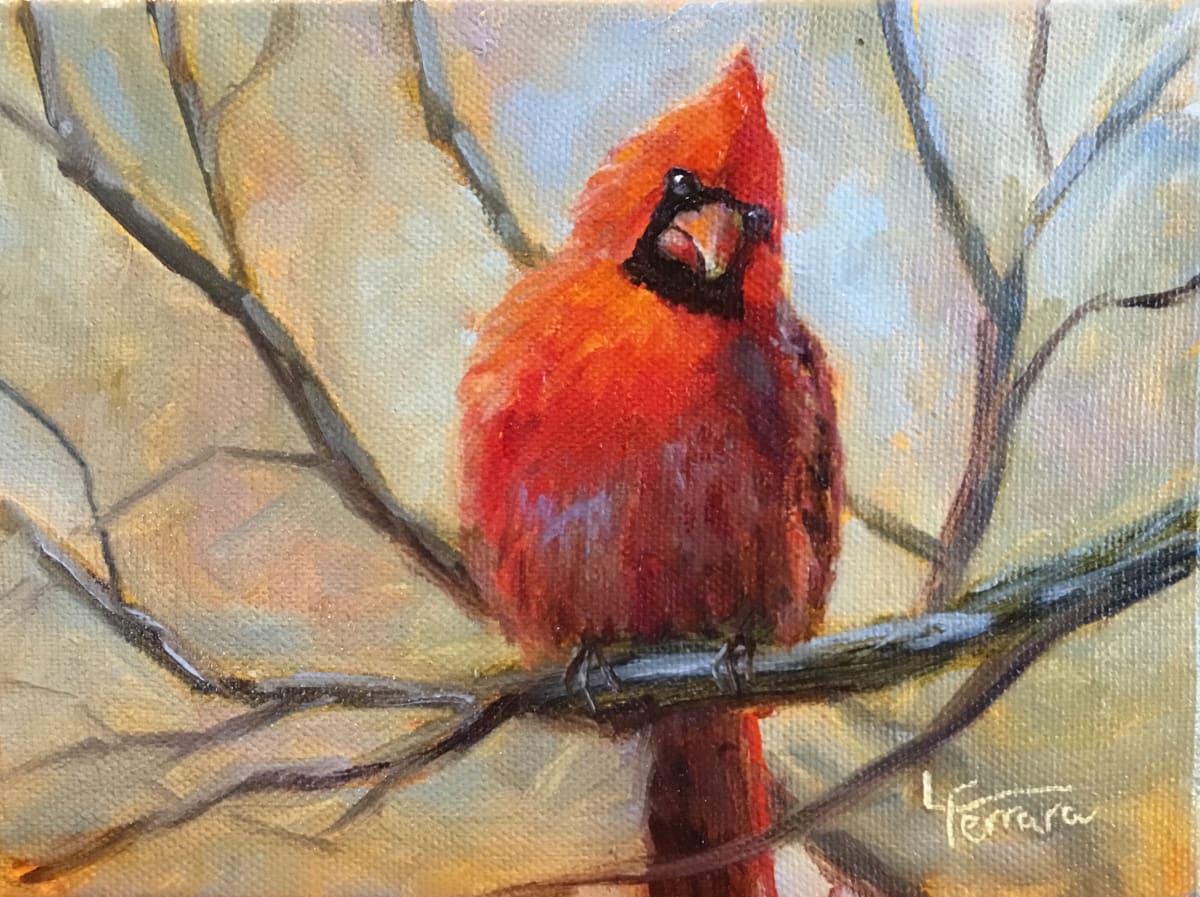 Winter Cardinal Male by Lina Ferrara 