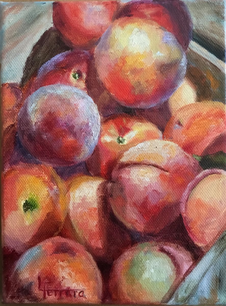 Basket of Peaches by Lina Ferrara 