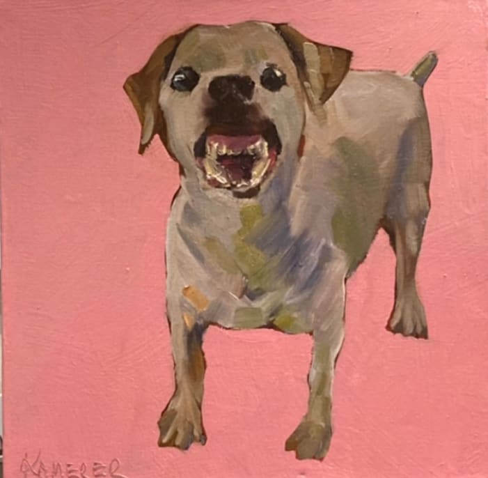 Bad Girl by Mary Kamerer Impressionist Painting  Image: Sometimes a girl has a bad day.   Framed in a floating wood frame. 